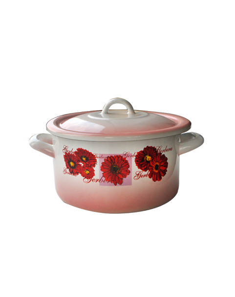Емайлирана плитка тенджера 3,6lt. декор GERBERA - 17+39Р/20 РЯ-(1-905/1856)