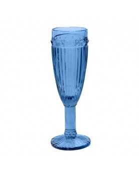 Стъклена чаша за шампанско ф6х20cm 190ml СИНЬО OLD SCHOOL-(HC-93958) 194610-1