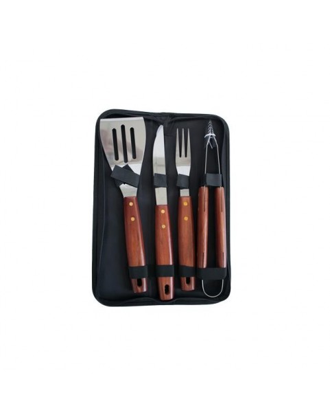 Комплект помощни прибори за барбекю 4-ка в калъф CN-(BBQ252) 194598 - Horecano