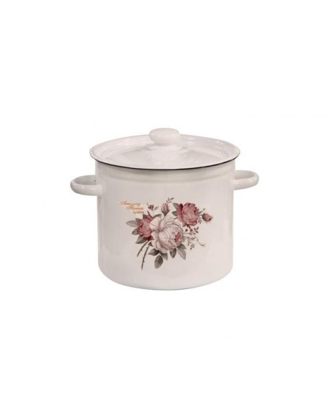 Емайлирана тенджера 7л "Rose Amazing Flowers" Н-(I1620/2mroseAF) - Horecano