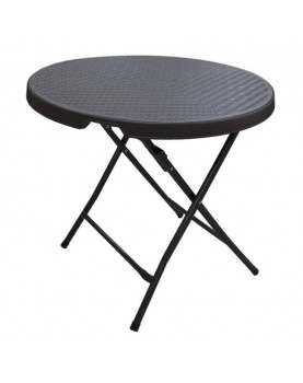 Кръгла сгъваема маса ф80xh74см POLYRATTAN кафява - Horecano