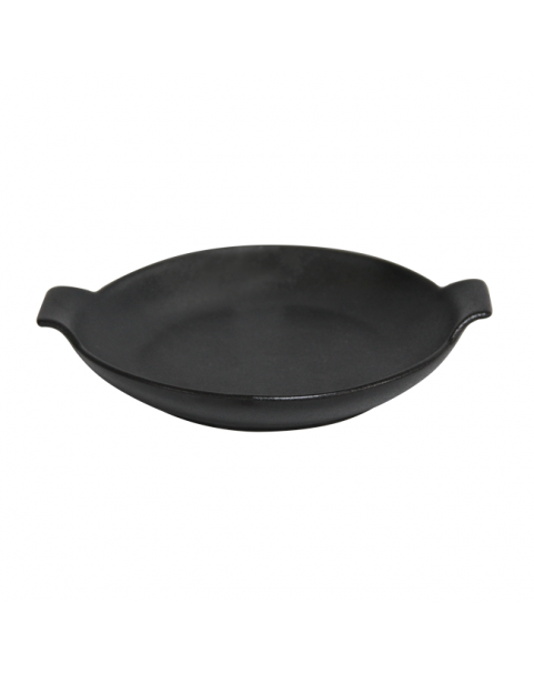 Керамична тава с дръжки кръгла черна dia 21xh5см - Horecano