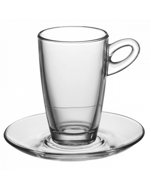 Стъклена чаша с чинийка за топли напитки 75мл MOCCA ESPRESSO - Vitrum